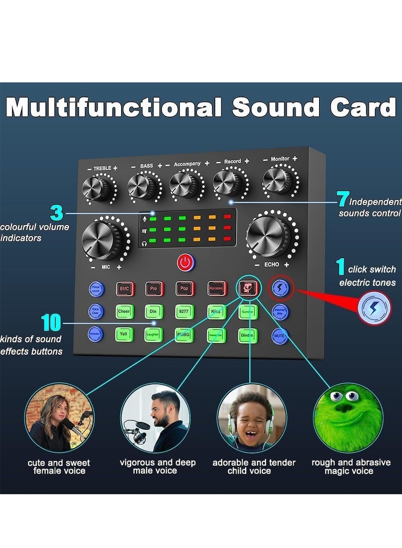 والالا حزمة معدات البودكاست مع ضوء حلقي وحامل هاتف، حزمة ميكروفون بودكاست BM-800 مع مغير صوت V8S، حزمة استوديو تسجيل ميكروفون مكثف لتسجيل البث الصوتي - Image 2