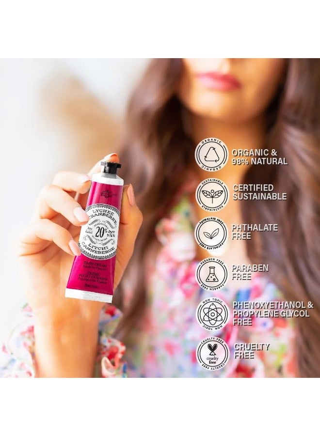 لا شاتلين كريم لليدين بزبدة الشيا بنسبة 20%، حجم مناسب للسفر، زيت الأرغان العضوي، مرطب ومغذي ومرطب لليدين، مصنوع في فرنسا، خالي من البارابين، 1 أونصة / 30 مل (توت بري ليتشي) - Image 3