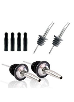 QMET 8Pc Liquor Pour Spoutsolive Oil Pourer Spout Stainless Steel Bottle Spout And Liquor Pourers Dust Caps Covers  - Image 2