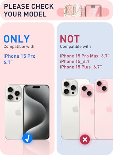 I-blason iBlason Cosmo for iPhone 15 Pro Case with Camera Cover Stand Compatible with MagSafeBuiltin Screen Protector 360 FullBody Protective Magnetic Phone Case for iPhone 15 Pro 2023 Marble - Image 3