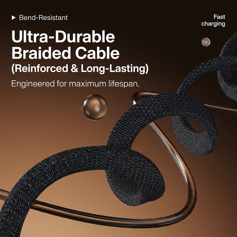 Orange 59.06 Inch 2 In 1 Type C Cable With Rotatable Phone Stand L Shape - Image 3