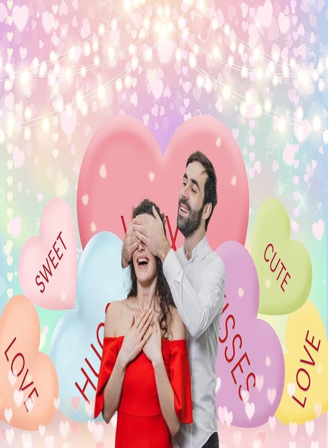 LYCGS 7X5ft Valentine's Day Backdrop Valentine's Day Candy Backdrop Sweethearts Candy Conversation Hearts Backdrop Valentine's Day Party Decoration Banner Valentine's Day Photography Background X-193 - Image 2