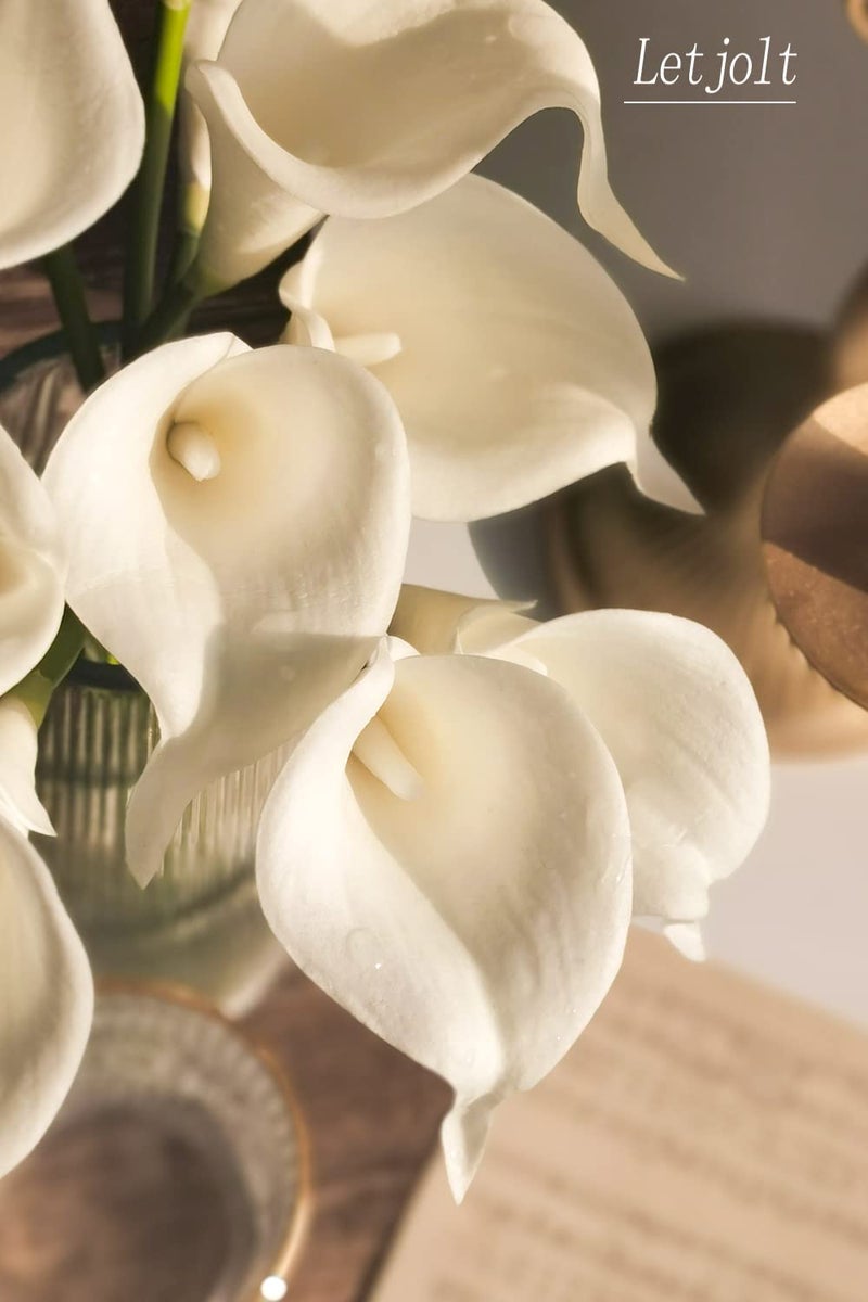 Letjolt White Calla Lily 12Pcs Artificial Flowers Bouquet for Wedding Bride Shower Blessing Gift Home Decoration Faux Calla Lilies Flower, White - Image 4