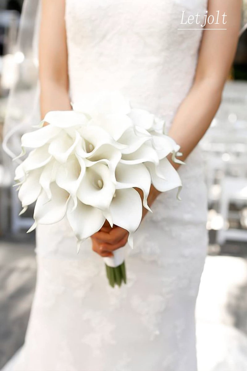 Letjolt White Calla Lily 12Pcs Artificial Flowers Bouquet for Wedding Bride Shower Blessing Gift Home Decoration Faux Calla Lilies Flower, White - Image 2