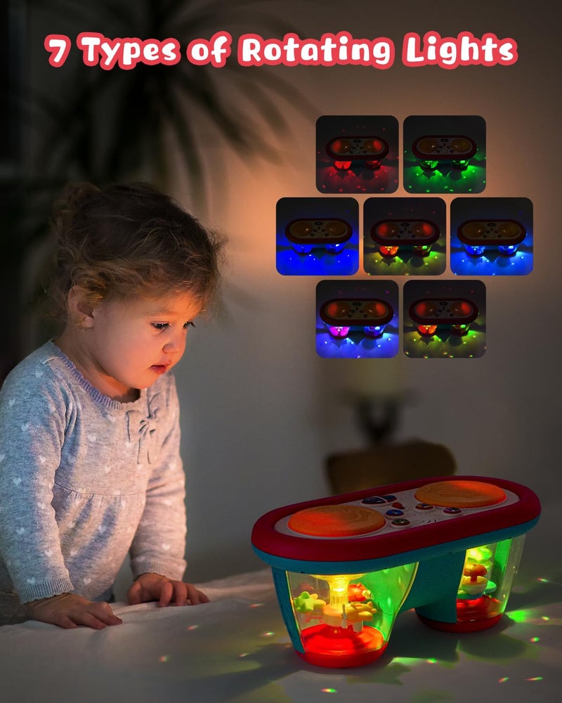 Jhoprcin Baby Toys for 6 to 12 Months, Drum Musical Instruments Rotating Light Up Toy for 12-18 Months Kids, Tummy Time Toys for Baby 0-3-6-9 Month, Walker for Baby Boy Girl Toys 1 Year Old (Blue) - Image 4