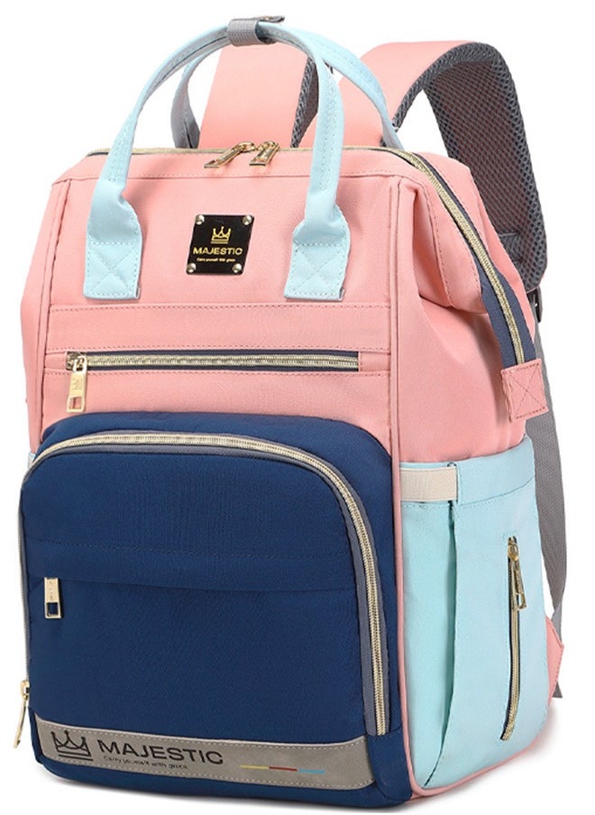 Majestic 134 Mummy Maternity Diaper Elegant Waterproof Multifunctional large capacity backpack bag with USB Charging output - Sky Blue/Pink  - Image 1