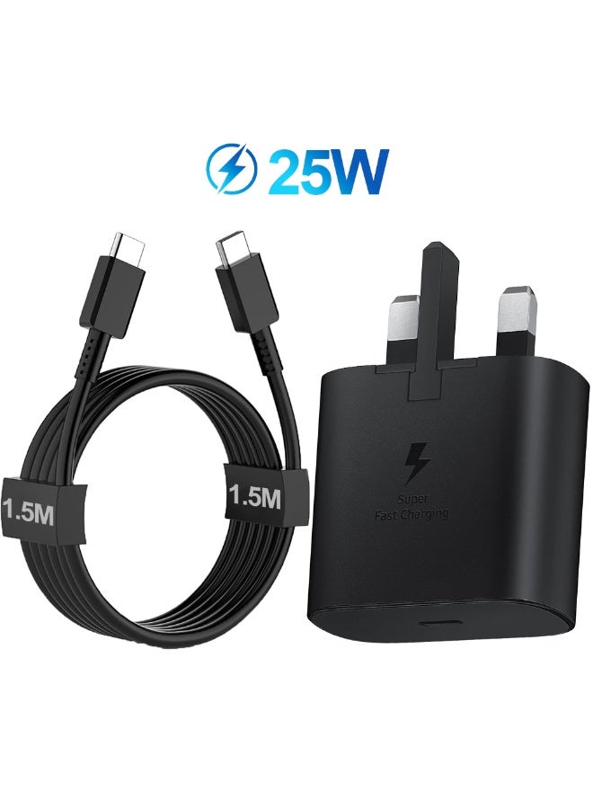 فلوكسهوم شاحن آيفون 17/16، محول طاقة سامسونج 25 واط، شاحن سريع مع كابل USB-C إلى USB-C بطول 1.5 متر لآيفون 17/16/16 برو ماكس/15/15 برو ماكس/15 بلس/جالاكسي S25 S24 S23 S22 S21 (أسود) - Image 1