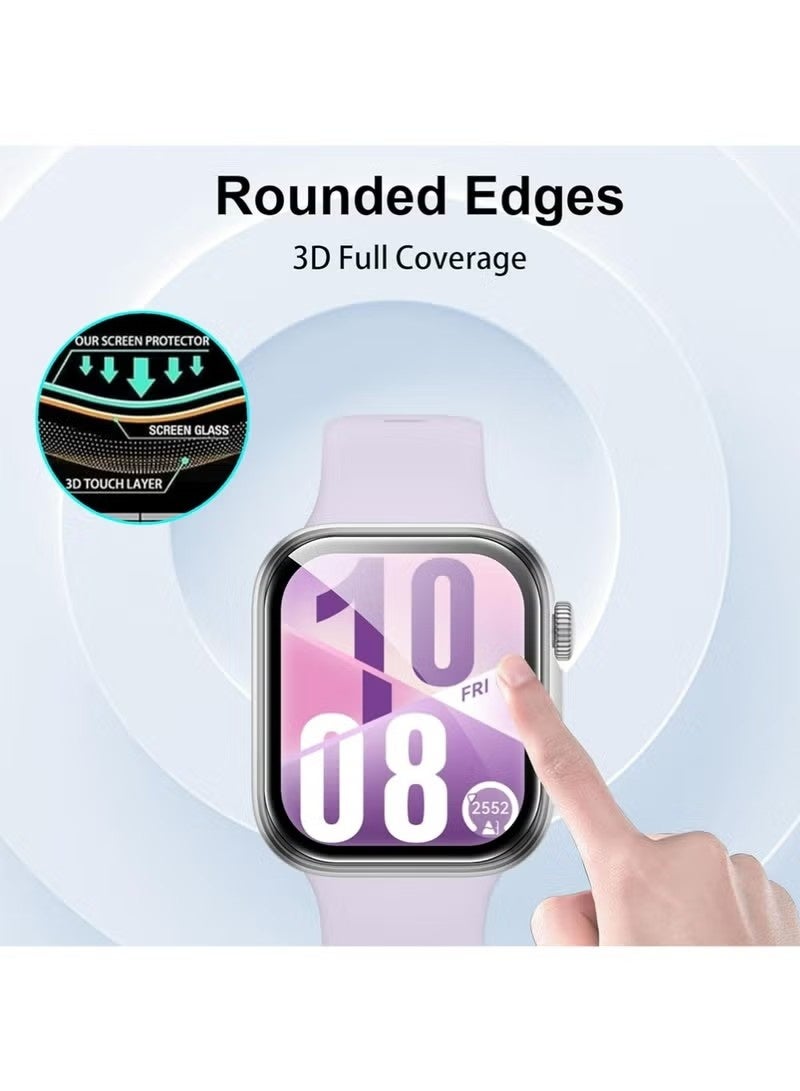 4Pcs Huawei Watch Fit 4 Screen Protector HD Clear Scratch-Resistant Anti-Bubble Wear-Resistant, 3D Full Screen Coverage Case Curved Edge Screen Protector Black - Image 4