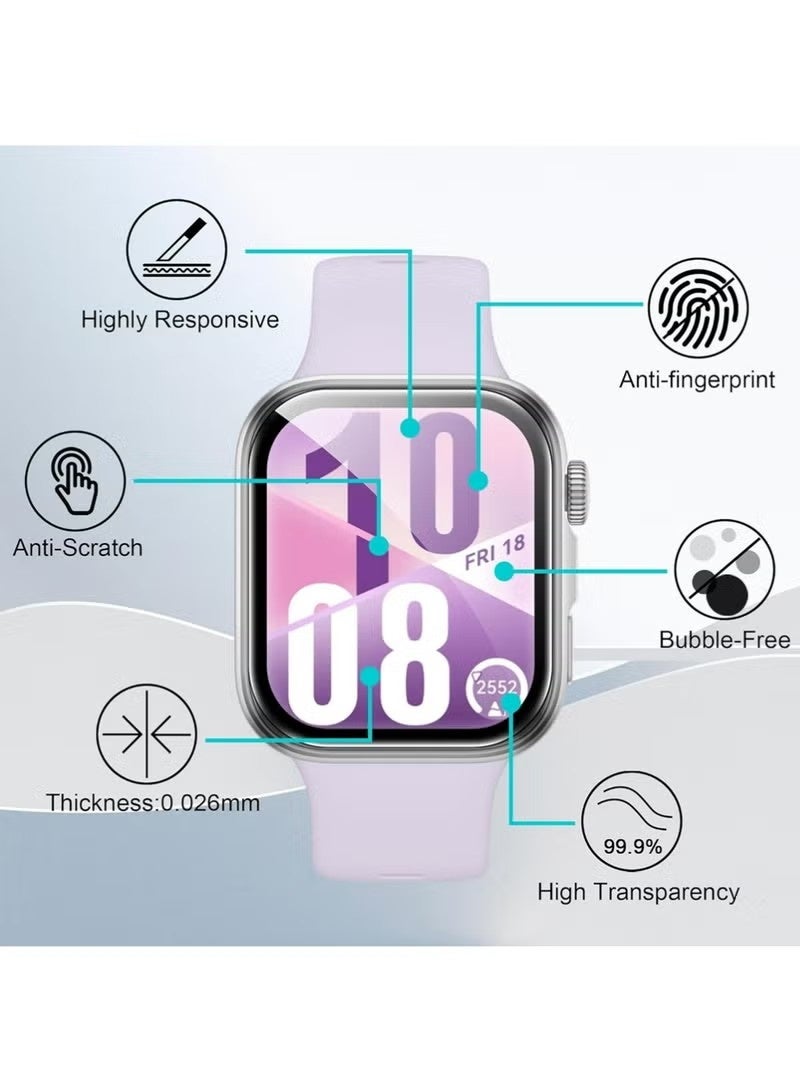 4Pcs Huawei Watch Fit 4 Screen Protector HD Clear Scratch-Resistant Anti-Bubble Wear-Resistant, 3D Full Screen Coverage Case Curved Edge Screen Protector Black - Image 3