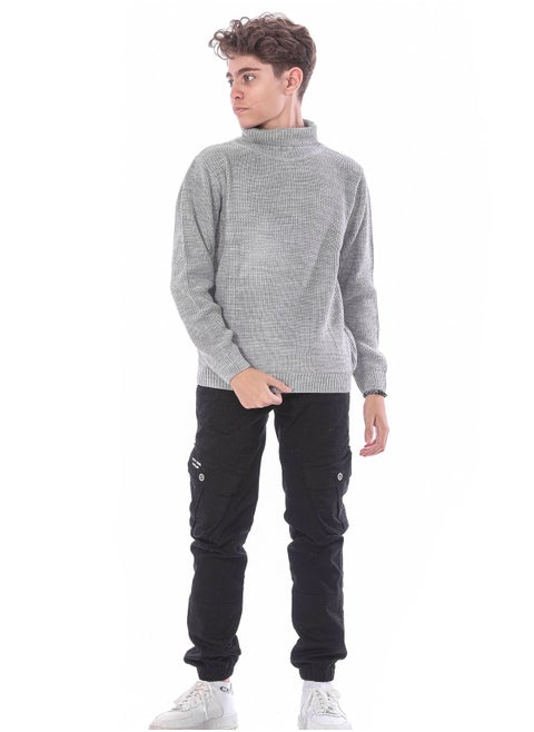 Grey high neck sweatshirt for boys