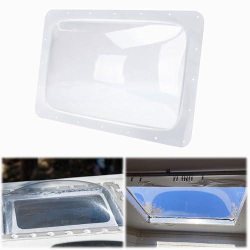 XMK 18" x 26" RV Skylight Replacement Cover for Camper Trailer Motorhome Roof, RV Shower Skylight Cover Outer Dome Fit 14" x 22" Openings, Impact Resistant, Clear - Image 1