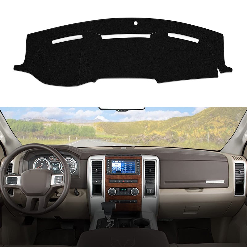 BERKSYDE Dashboard Dash Cover Mat Carpet Compatible with 20102014 Dodge Ram 1500 2500 3500 Black