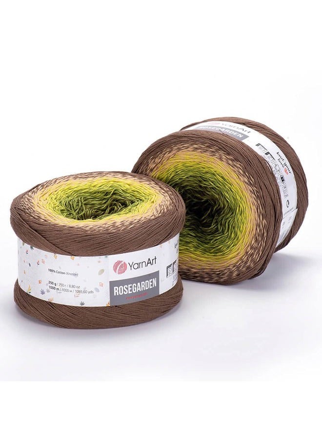 Yarn art Flowers Rosegarden 100% Cotton 250gr 8.80 oz 1094yds Multicolor Cotton Yarn Rainbow Crochet Yarn Spring Summer (322) - Image 1