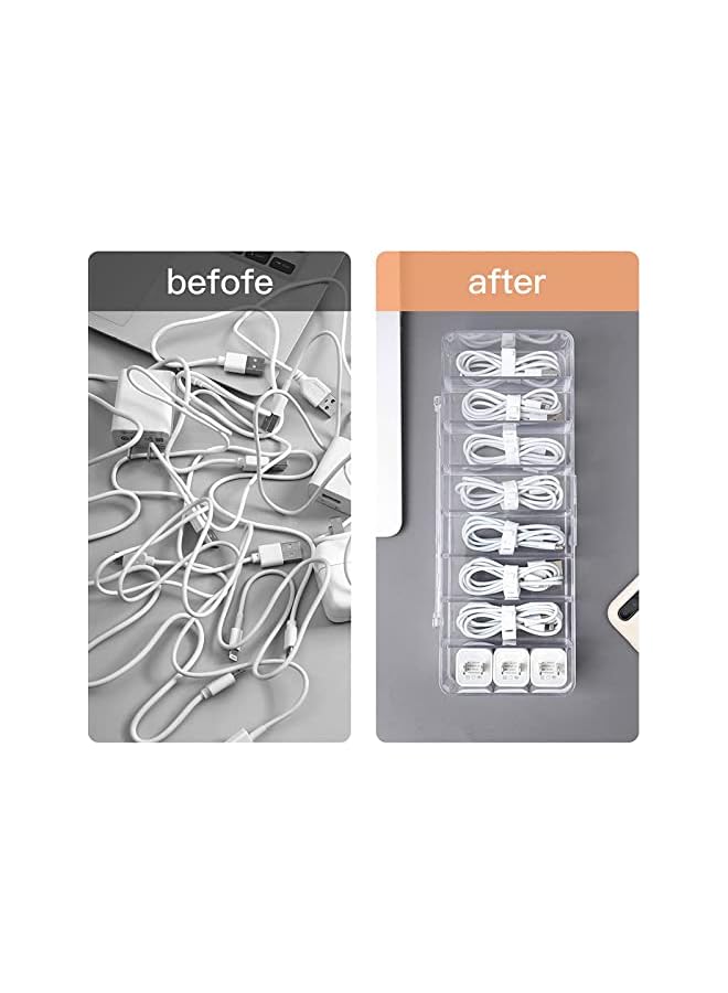 PROMASS Cable Organizer Storage Box With Lid,Electronic Cables Organizer Box With 10 Cable Ties Straps,Clear Charger Cable Organiser Desk Accessories Storage Case Cable Management Tidy - Image 4