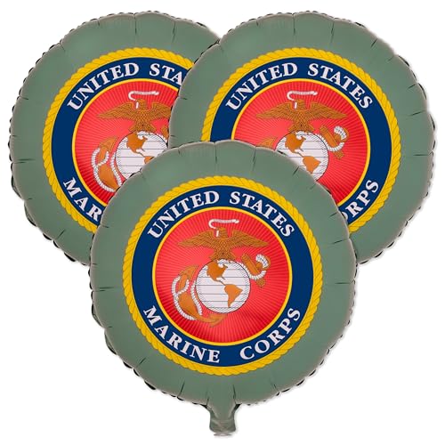 Havercamp US Marines Official Seal Balloons 3 Pcs 3 Mylar Balloons featuring the Marines Emblem Great for your Marines Birthday Homecoming Graduation More by Havercamp - Image 1