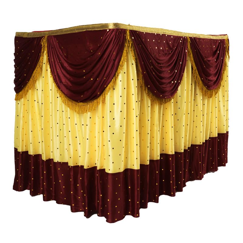 PRIYAKANT SAFAWALA PRIYAKANT SAFAWALA Ganpati Decoration Table Jhalar Ideas At Home Festival And Special Ganesh Chaturthi Decoration Use It Only Table Jhalar Size Length 10 Feet And Height 30 Inches Maroon And Fown 