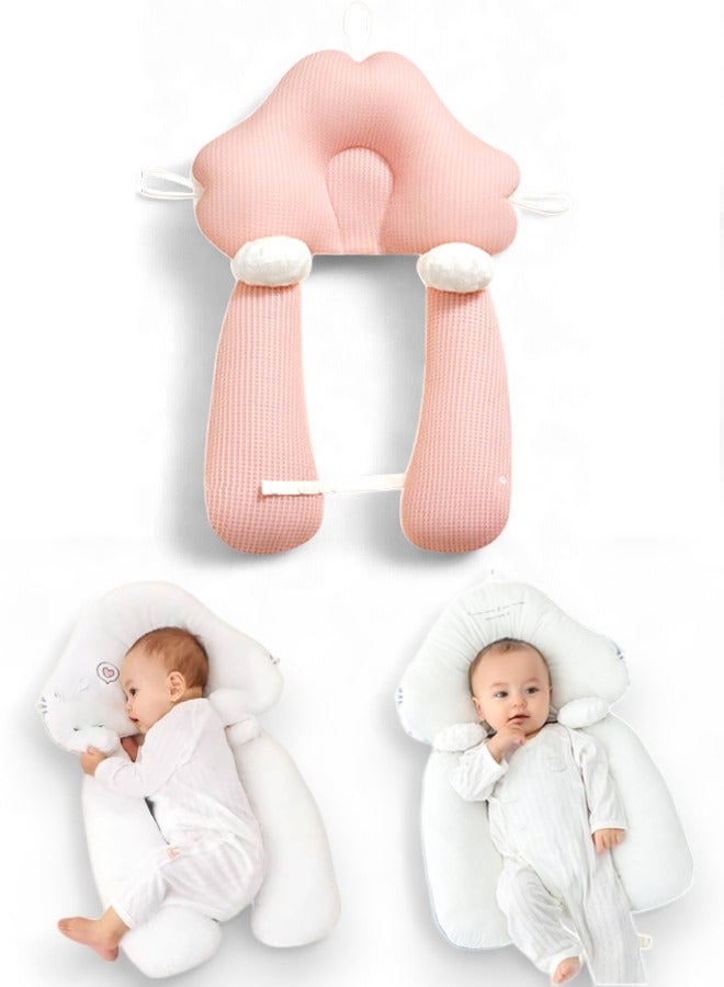 ZCM-HAPPY Newborn Baby Head Shaping Pillow Adjustable Height and Memory Foam Neck Support Ergonomic and Breathable Double Sided Sleep Pillow for Newborns, Washable Baby Soothing Pillow for Flat Head Prevention and Comfort - Image 1