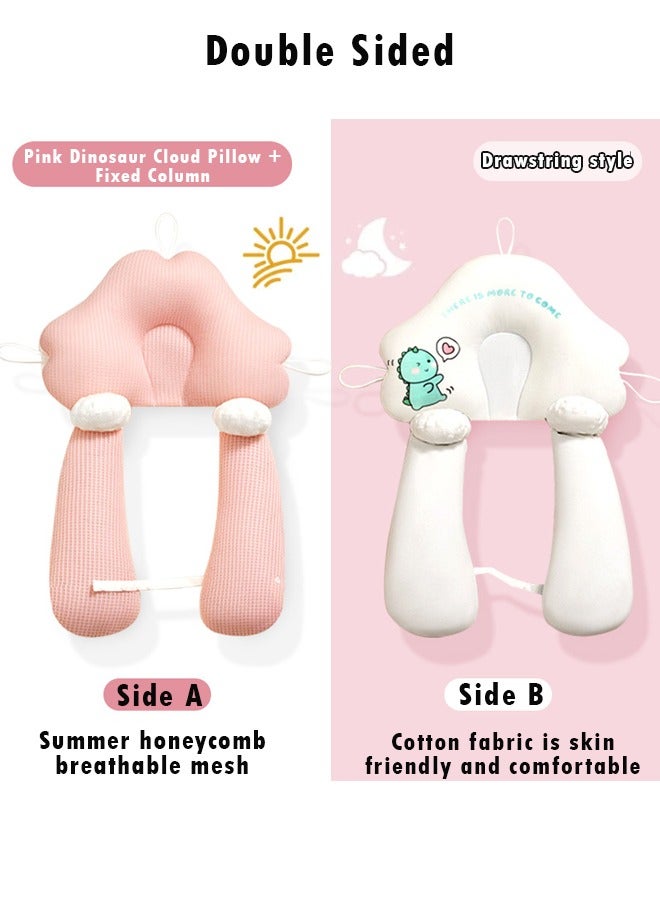 ZCM-HAPPY Newborn Baby Head Shaping Pillow Adjustable Height and Memory Foam Neck Support Ergonomic and Breathable Double Sided Sleep Pillow for Newborns, Washable Baby Soothing Pillow for Flat Head Prevention and Comfort - Image 2