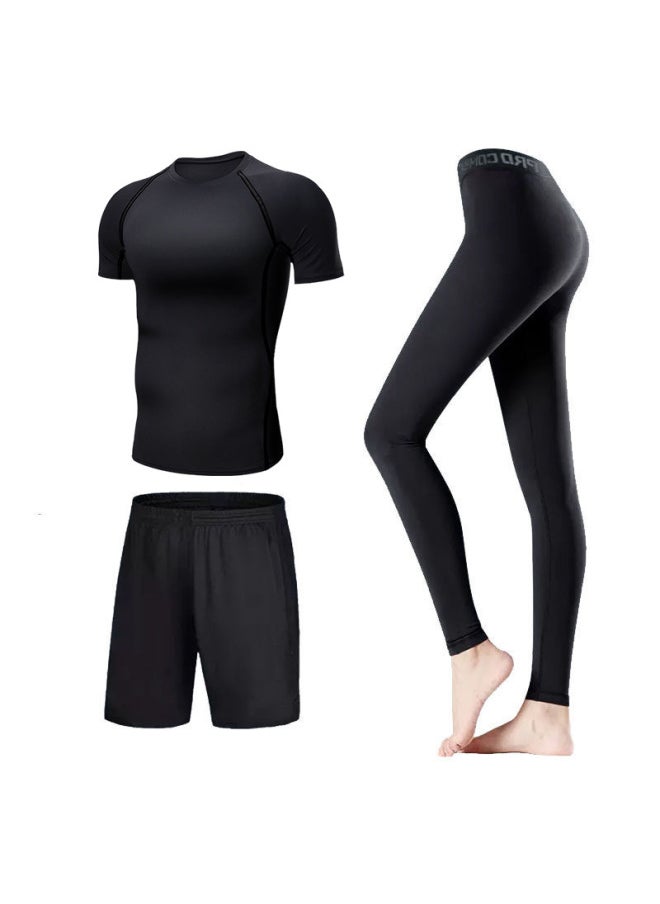 Generic - Swimsuit Women's Split Large Size Conservative Swimming Trunks For Chubby Girls Long-sleeved Trousers For Students Sunscreen Diving Suit-Color:Women-black Line Elite Three-piece Suit (short Sleeve)-Size:L - Image 1