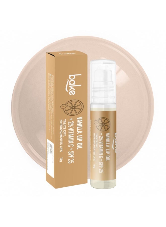 BAKE 2% Vitamin C Vanilla Lip Balm Oil for Dark & Pigmented Lips with SPF 25 PA++++ (15g) (Vanilla) - Image 1