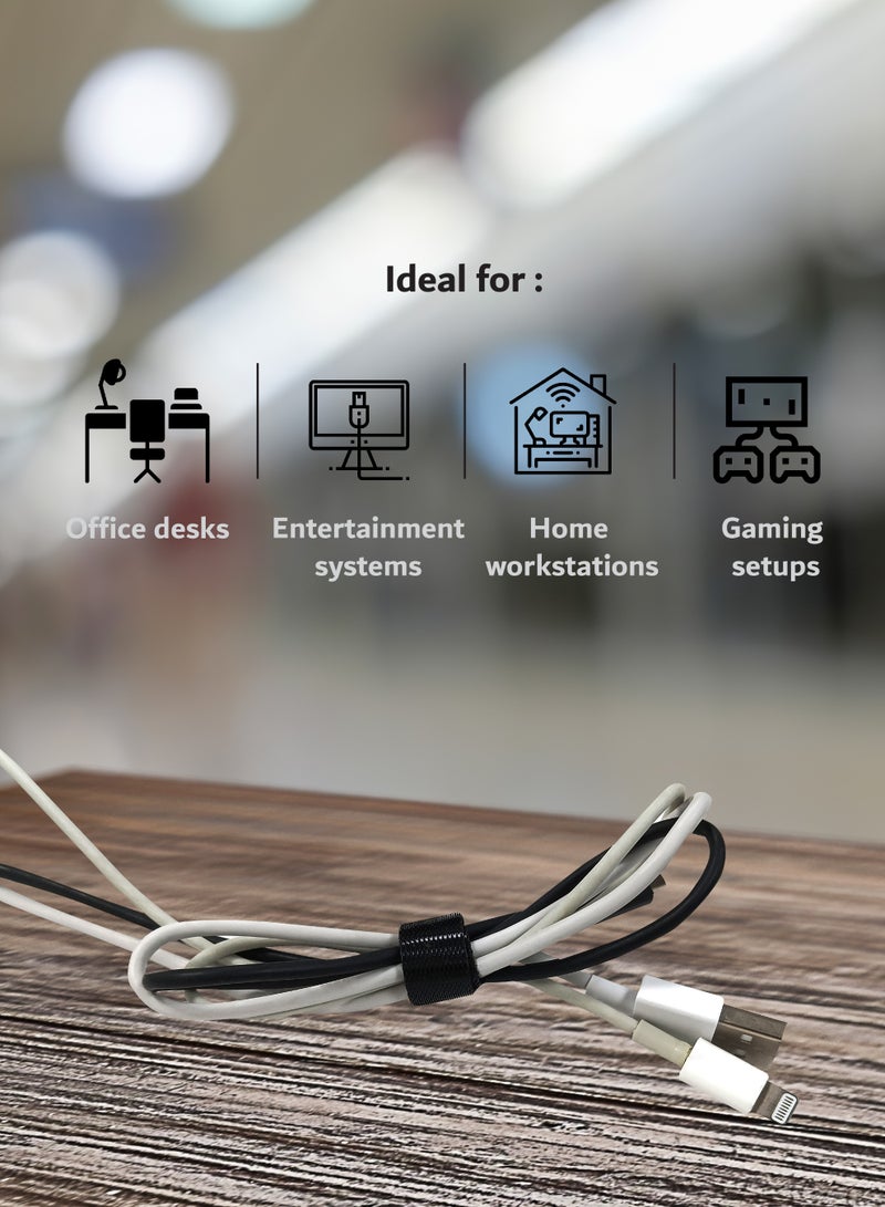 هاي-تيك حامل ومنظم الكابلات، حل إدارة الكابلات للمنزل والمكتب، حامل أسلاك متين وقابل لإعادة الاستخدام - Image 3