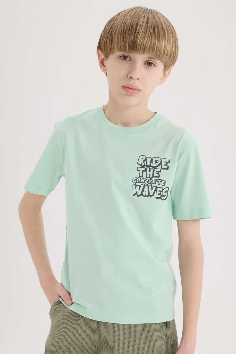 ديفاكتو Boy Regular Fit Crew Neck Printed Short Sleeve T-Shirt