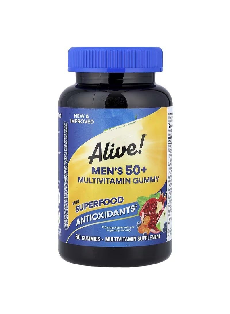 Alive!® Men's 50+ Multivitamin Gummy, Fruit, 60 Gummies