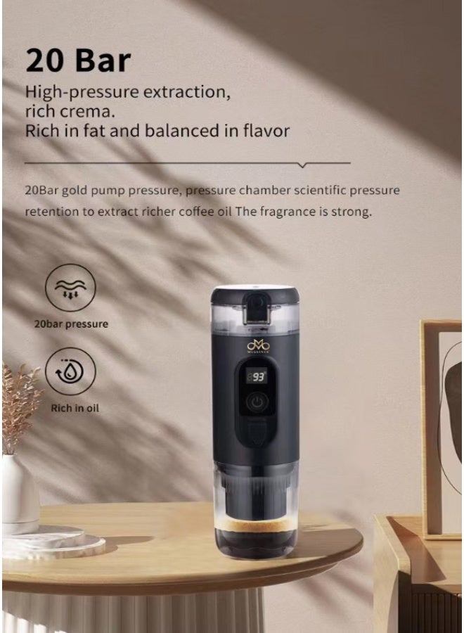 MULLINER Portable 2-in-1 Coffee Maker | 20 Bar Espresso Machine | Works with Ground Coffee & Nespresso Capsules | USB Type-C, Quick Heating, 76°C Brewing - Image 1