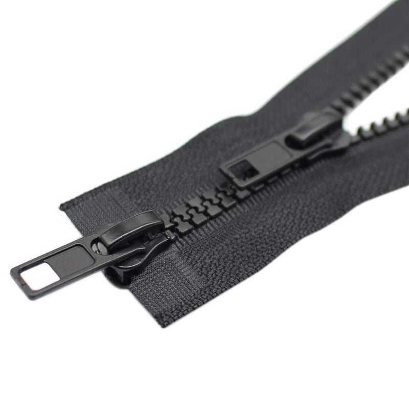 YaHoGa 2PCS #5 32 Inch Two Way Separating Jacket Zipper for Sewing Jacket Coat Molded Plastic Zippers Bulk (32" TW Black) - Image 1