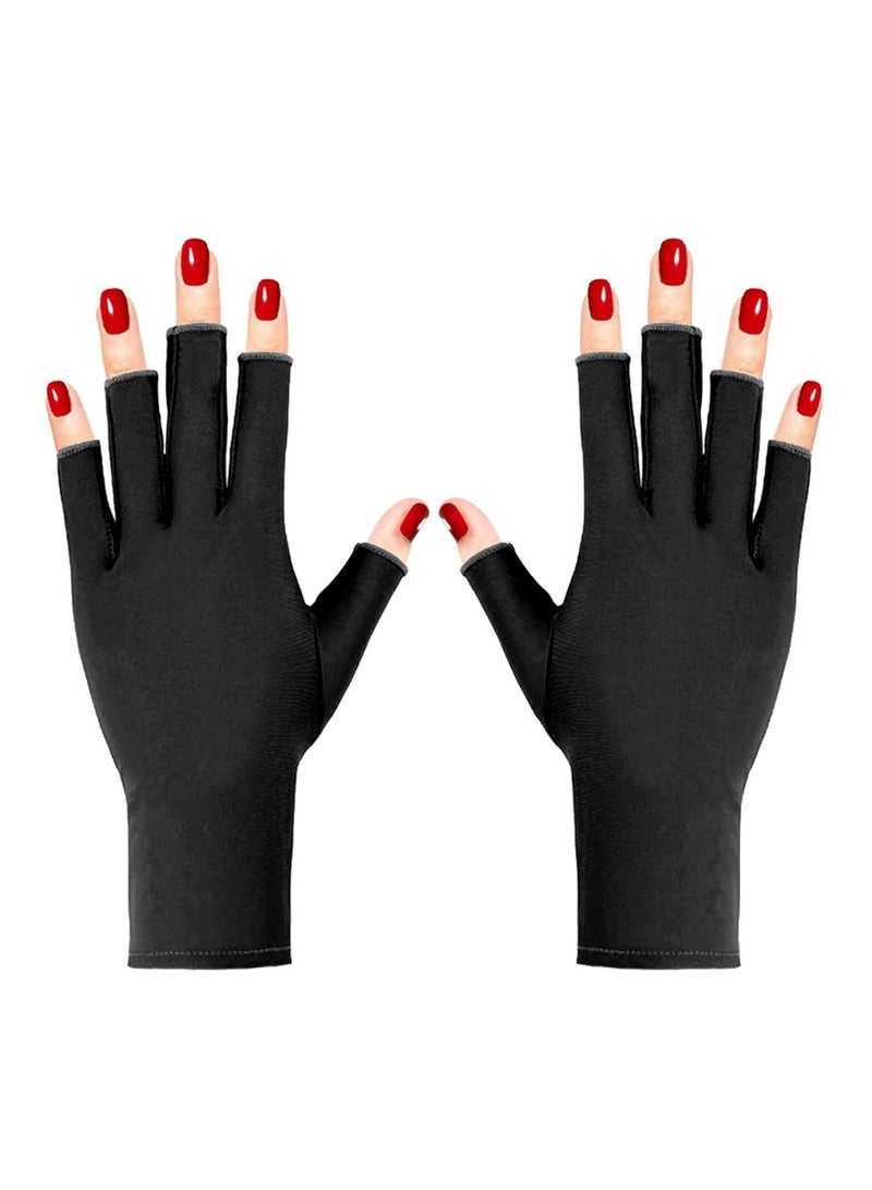UV Gloves for Gel Manicures UPF50+ Fingerless UV Light Gloves for Gel Nails,UV Nails Gloves Manicure Gloves UV Protection Gloves - Image 1