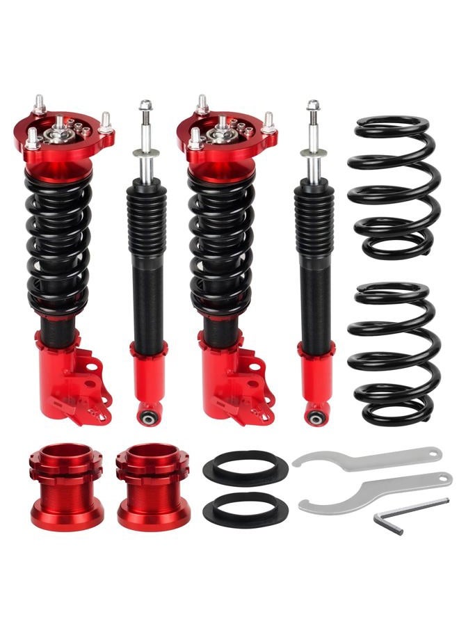 BHB Adjustable Coilovers Compatible with Honda Civic 2006-2011, Acura CSX 2006-2011 Coil Spring Absorber Struts Suspension Lowering Kit Red - Image 1
