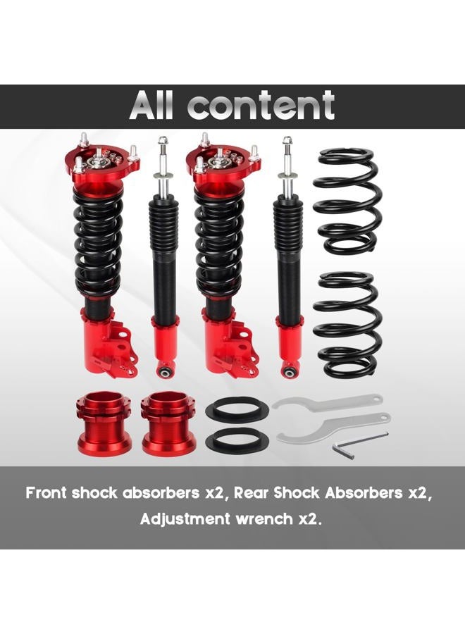 BHB Adjustable Coilovers Compatible with Honda Civic 2006-2011, Acura CSX 2006-2011 Coil Spring Absorber Struts Suspension Lowering Kit Red - Image 4