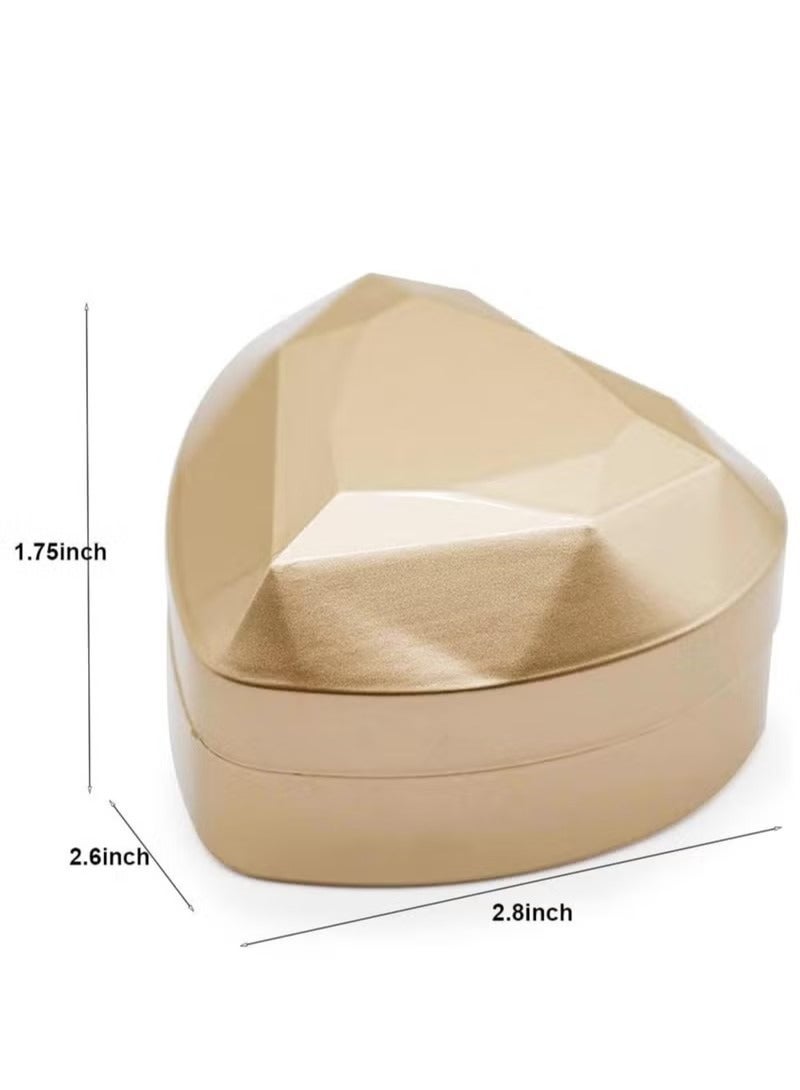 صندوق خاتم LED على شكل قلب، صندوق هدايا مجوهرات مخملي للخطوبة والزواج والذكرى السنوية - Image 2