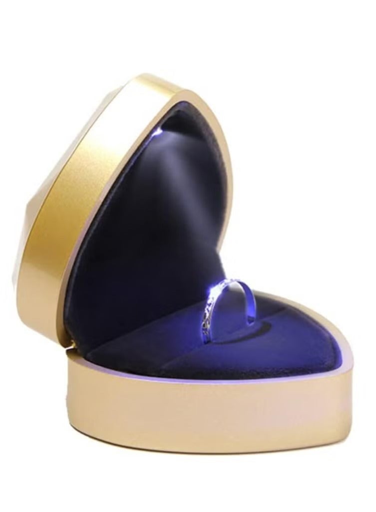 صندوق خاتم LED على شكل قلب، صندوق هدايا مجوهرات مخملي للخطوبة والزواج والذكرى السنوية - Image 4