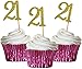 HOKPA 21st Birthday Cupcake Toppers Gold Glitter Number 21 Adult Ceremony Birthday Celebrating Anniversary Party Decoration 24PCS - Image 3