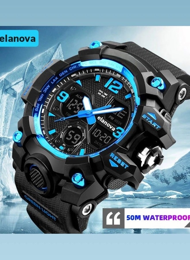 Elanova A wristwatch with hands and a digital display, waterproof, with a durable strap, perfect for daily life Model EL907. - Image 3