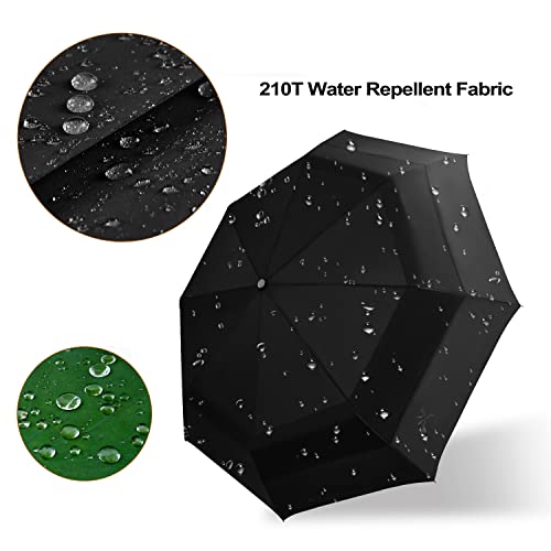 Lejorain 54inch Large Umbrella Auto Open Close with Folding Golf Size and 210T Dupont Teflon Coated Vented Windproof Double Canopy for Women Men&Black - Image 4