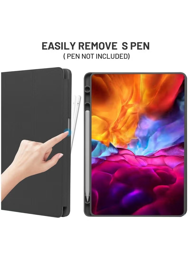 جينيكست جراب واقٍ متوافق مع جهاز Samsung Galaxy Tab A9 Plus / A9+ مقاس 11 بوصة 2023 (طراز SM-X210/X216/X218) - جراب رفيع قابل للطي مع حامل قلم S مدمج - وظيفة السكون/التنشيط التلقائي - جراب خفيف الوزن مقاوم للصدمات لجهاز Samsung Tab A9+ اللوحي باللون الأسود - Image 2