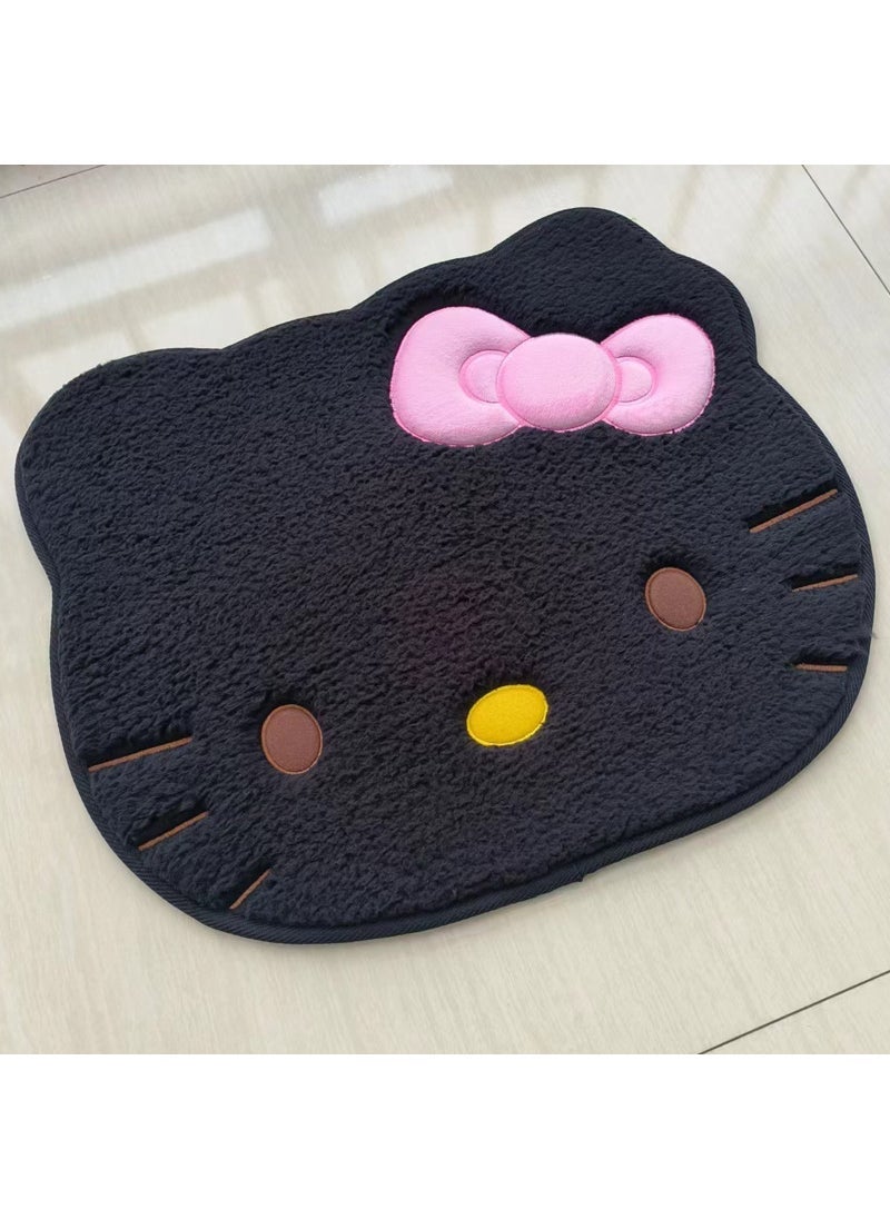 Cartoon floor mat suede cat foot Mat toilet absorbent small mat childrens floor mat a generation of hair Black Cat Head 