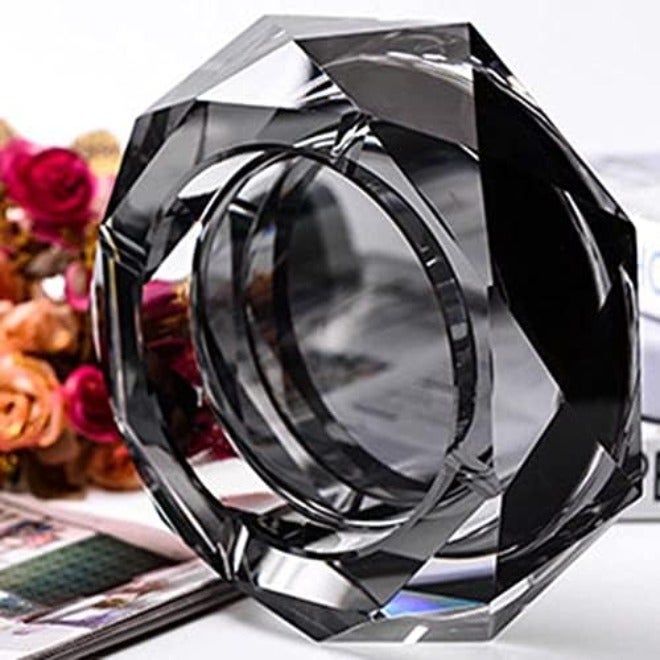 jaffiust Crystal Glass Ashtray, Ash Tray Holder for Office Home, Cigar Case, Decor Tray Tabletop Decoration, Gift Ashtray  (Black) - Image 5