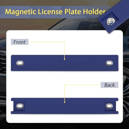 WFPOWER Magnetic License Plate Holder, 2 Pack Rubber Coated Protection Dealer Test Driving Plate Holder Blue Demo Tag Magnet Bar License Plate Holder No Drill for Car with Screws - Image 4