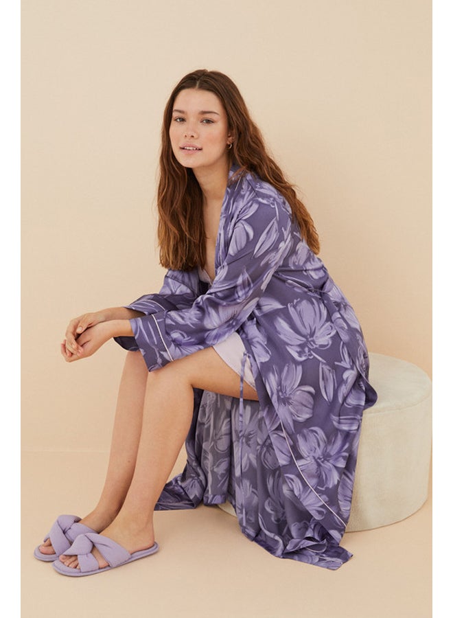 women'secret Long satin flower robe - Image 5