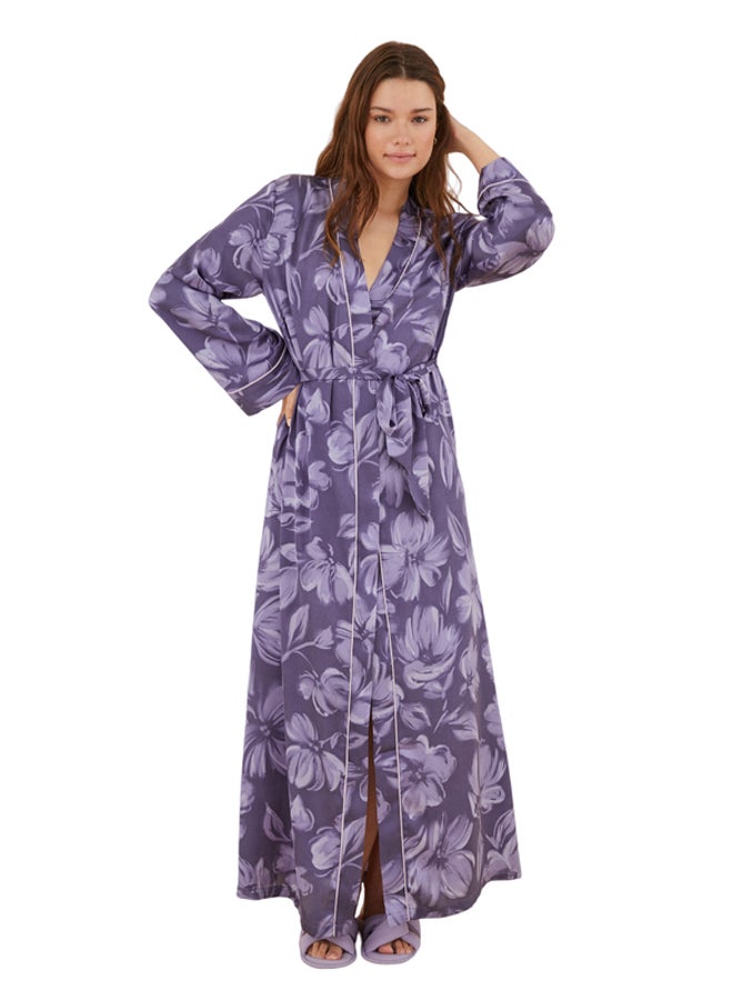 women'secret Long satin flower robe - Image 1