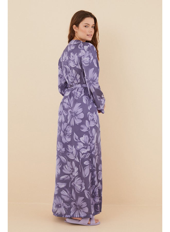 women'secret Long satin flower robe - Image 4