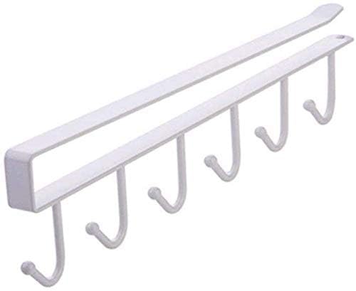 GLOWICK GLOWICK 6 Hooks Hanger Wall Under Shelf Cabinet Rack for Clothes Hanging Wine Glass Keys Coffee Mug Cup Holder Rack Organizer Stand Bathroom Kitchen Storage Rack 2 White  - Image 3