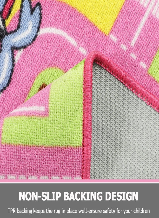 Capslpad Kid Rug for Playroom Pink Play Rug Traffic Road Car Play Mat 5.2x3.3 ft Educational Learning Area Rug Washable Kids Carpet for Children Girls Bedroom,Playroom,Nursery Room Decor - Image 3