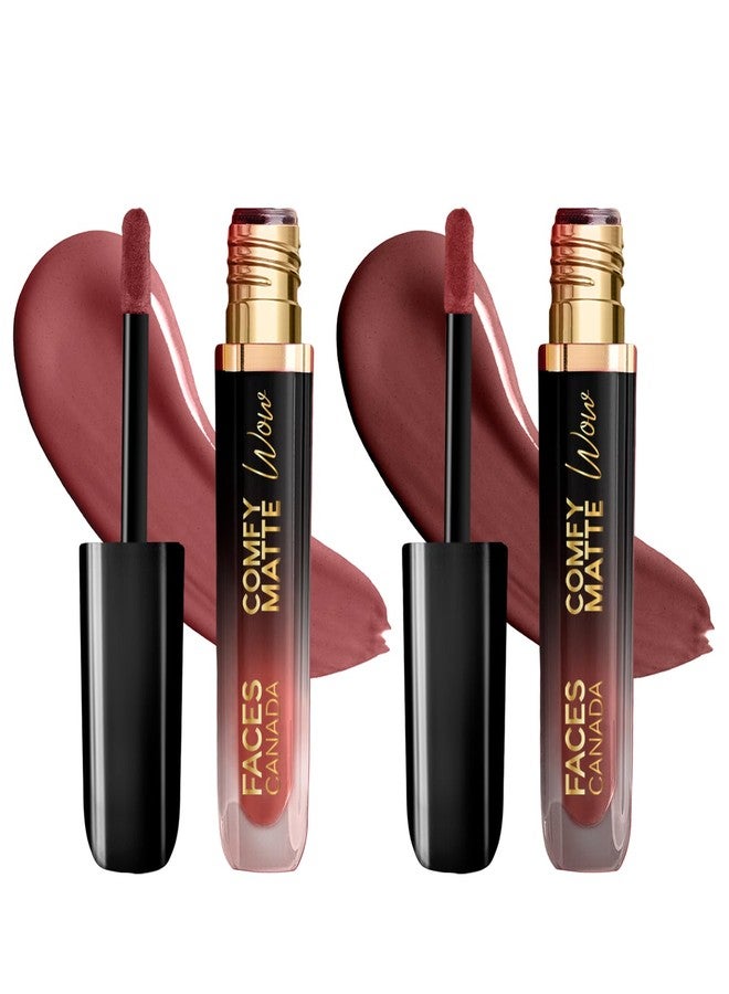 فاسيسكانادا أحمر شفاه سائل كومفي مات واو من فيسز كندا - مجموعة لاتيه، (3.8 مل × 2) | شوكو كوتور 01 + كوكو كراش 07 | يدوم طويلاً | لمسة نهائية مطفية | مجموعة أحمر شفاه | عبوة من قطعتين - Image 1