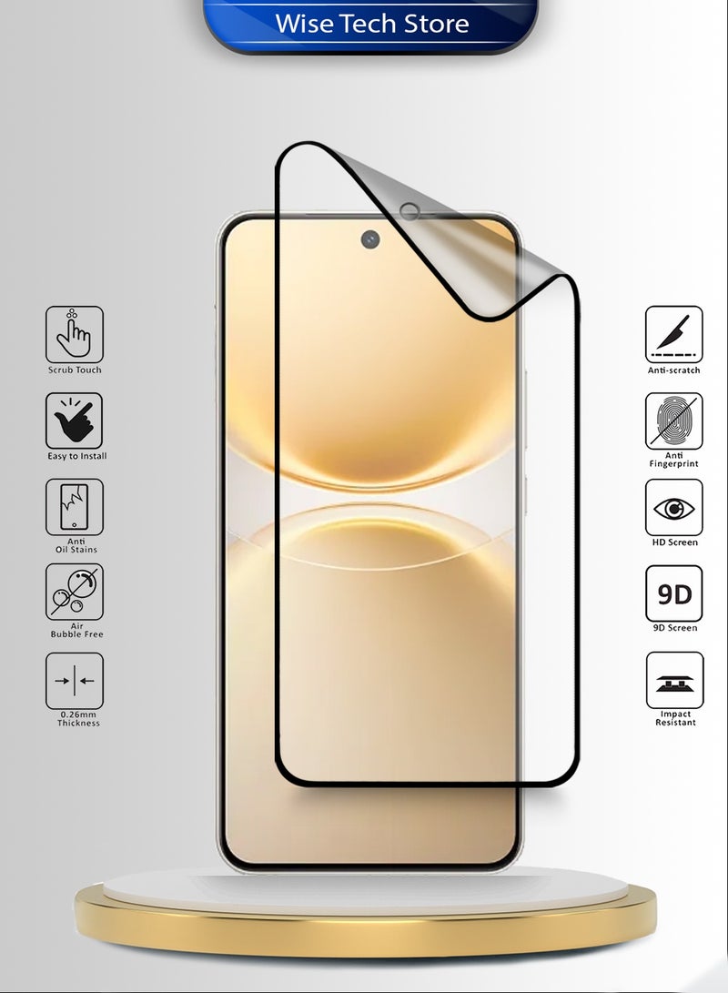 دبليو تيك فيفو Y500 برو 5G 2025 واقي شاشة كامل بكامل الغراء من السيراميك النانوي الفاخر، تغطية كاملة مطفية ومرنة (MSCNMN) - شفاف/أسود - Image 2