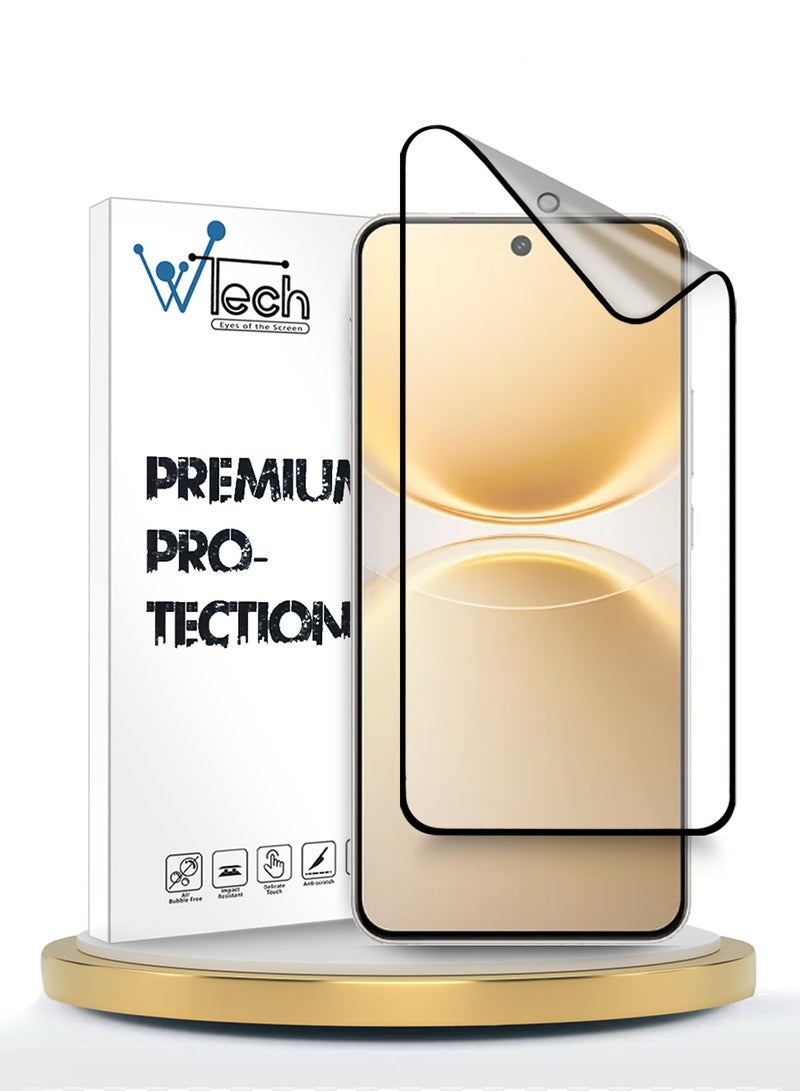 دبليو تيك فيفو Y500 برو 5G 2025 واقي شاشة كامل بكامل الغراء من السيراميك النانوي الفاخر، تغطية كاملة مطفية ومرنة (MSCNMN) - شفاف/أسود - Image 1
