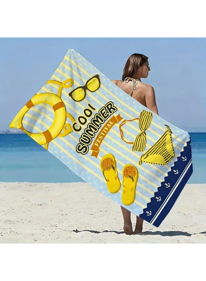 Double-sided Terry Printed Beach Towel Microfiber Adult Swimming Bath Towel Quick-dry Double-sided Fleece